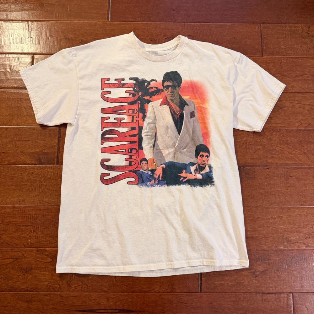 American Classics T-Shirt Mens XL White Scarface Movie Graphic Tony Montana Tee